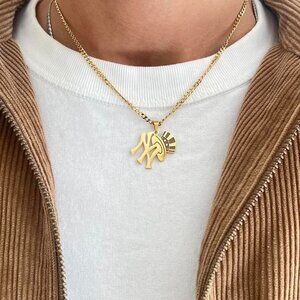 vintage style new york yankees gold necklace